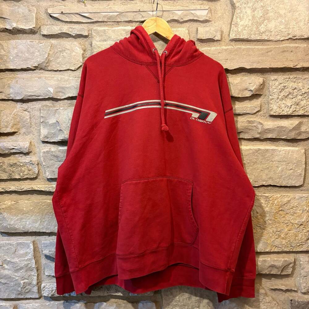 Vintage Old Navy surfwear Red Graphic Pullover Hoodie XXL